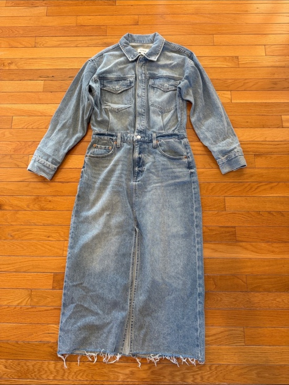 PISTOLA Amira Denim Midi Dress One-piece Long-sleeve Midi Skirt Size medium
